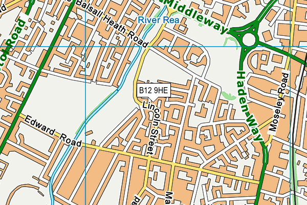 B12 9HE map - OS VectorMap District (Ordnance Survey)