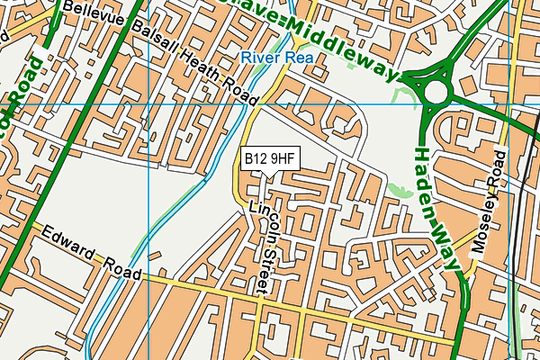 B12 9HF map - OS VectorMap District (Ordnance Survey)