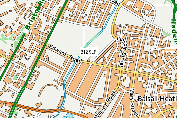 B12 9LF map - OS VectorMap District (Ordnance Survey)