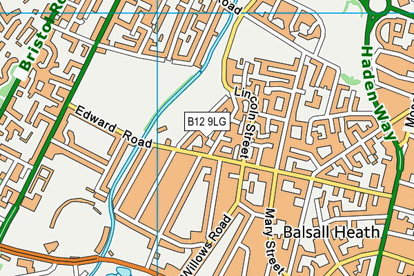 B12 9LG map - OS VectorMap District (Ordnance Survey)