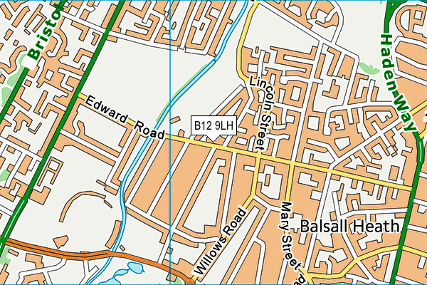 B12 9LH map - OS VectorMap District (Ordnance Survey)