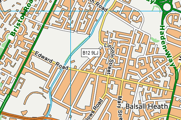 B12 9LJ map - OS VectorMap District (Ordnance Survey)