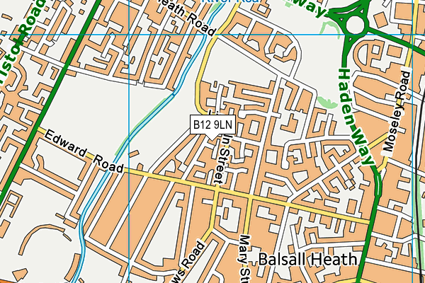 B12 9LN map - OS VectorMap District (Ordnance Survey)