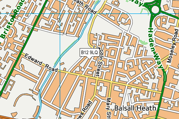 B12 9LQ map - OS VectorMap District (Ordnance Survey)