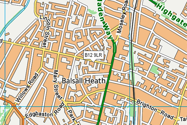 B12 9LR map - OS VectorMap District (Ordnance Survey)