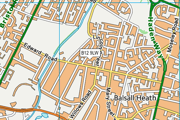 B12 9LW map - OS VectorMap District (Ordnance Survey)