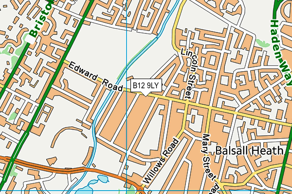 B12 9LY map - OS VectorMap District (Ordnance Survey)