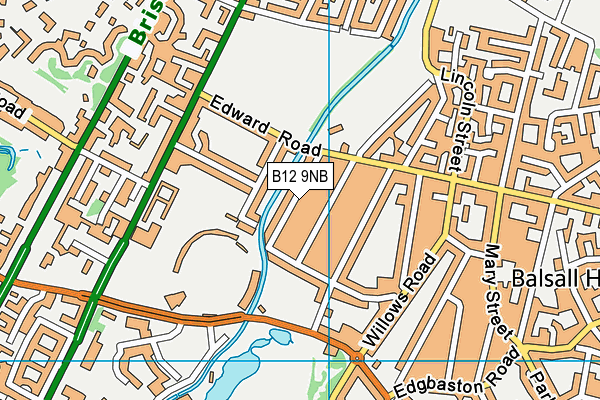 B12 9NB map - OS VectorMap District (Ordnance Survey)