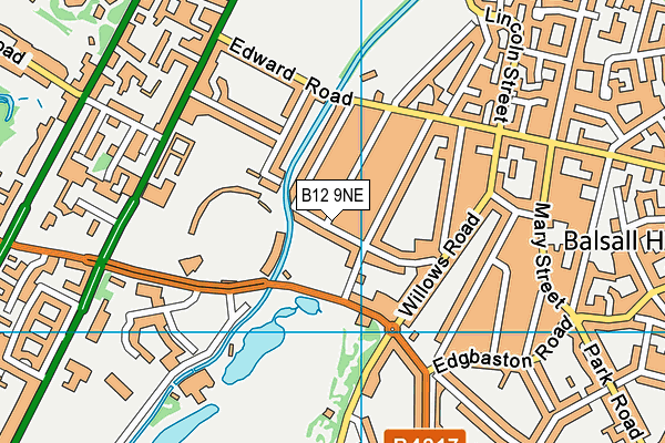 B12 9NE map - OS VectorMap District (Ordnance Survey)