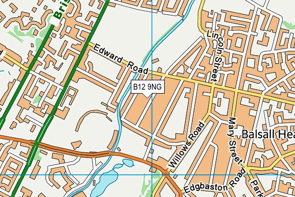 B12 9NG map - OS VectorMap District (Ordnance Survey)