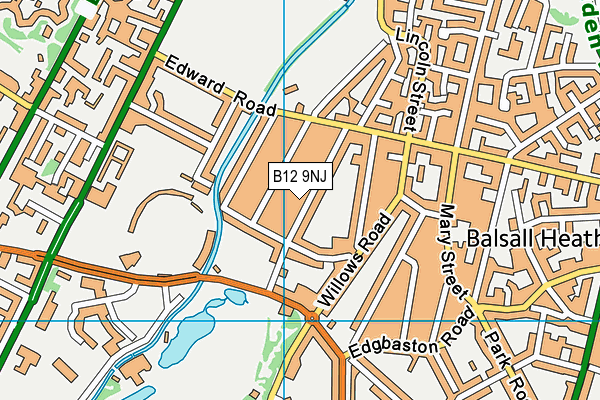 B12 9NJ map - OS VectorMap District (Ordnance Survey)