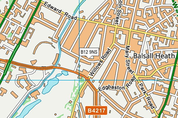 B12 9NS map - OS VectorMap District (Ordnance Survey)