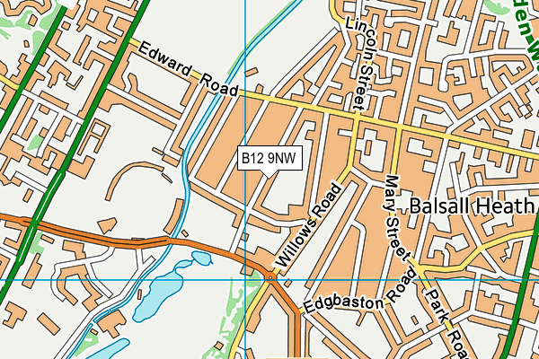 B12 9NW map - OS VectorMap District (Ordnance Survey)
