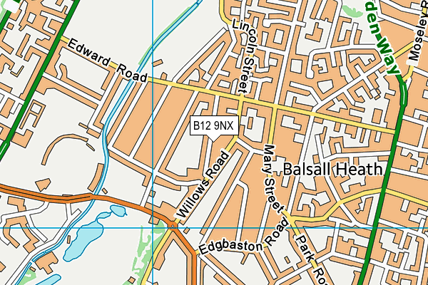 B12 9NX map - OS VectorMap District (Ordnance Survey)