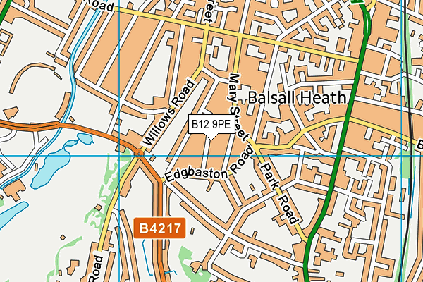 B12 9PE map - OS VectorMap District (Ordnance Survey)