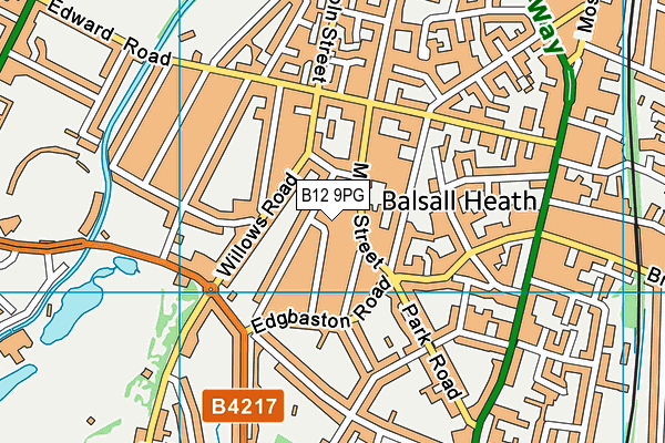 B12 9PG map - OS VectorMap District (Ordnance Survey)