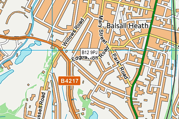 B12 9PJ map - OS VectorMap District (Ordnance Survey)