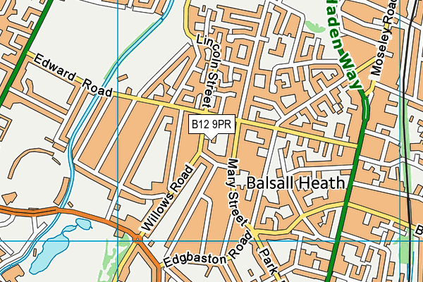 B12 9PR map - OS VectorMap District (Ordnance Survey)