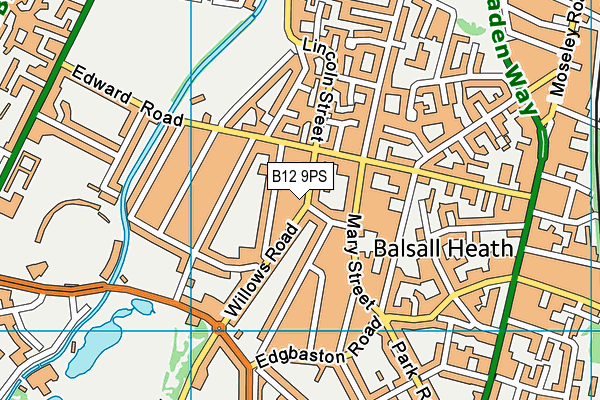 B12 9PS map - OS VectorMap District (Ordnance Survey)