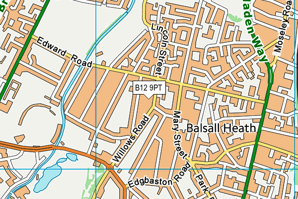 B12 9PT map - OS VectorMap District (Ordnance Survey)