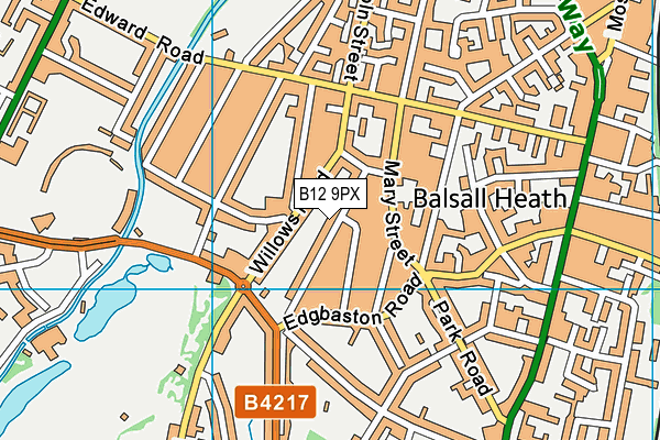 B12 9PX map - OS VectorMap District (Ordnance Survey)