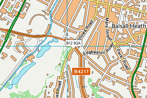 B12 9QA map - OS VectorMap District (Ordnance Survey)