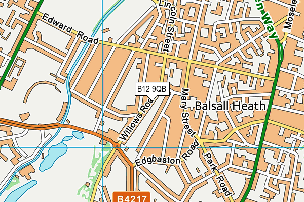 B12 9QB map - OS VectorMap District (Ordnance Survey)