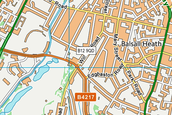 B12 9QD map - OS VectorMap District (Ordnance Survey)