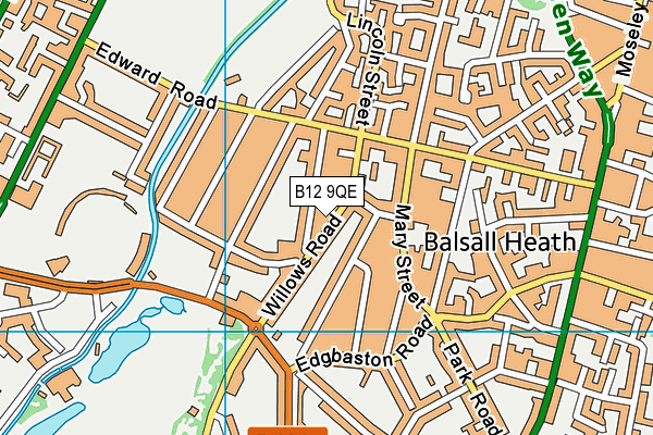 B12 9QE map - OS VectorMap District (Ordnance Survey)