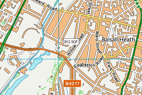 B12 9QF map - OS VectorMap District (Ordnance Survey)