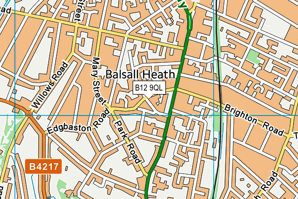 B12 9QL map - OS VectorMap District (Ordnance Survey)