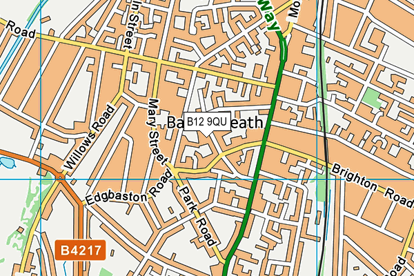 B12 9QU map - OS VectorMap District (Ordnance Survey)