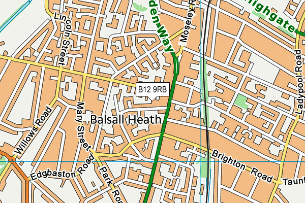 B12 9RB map - OS VectorMap District (Ordnance Survey)