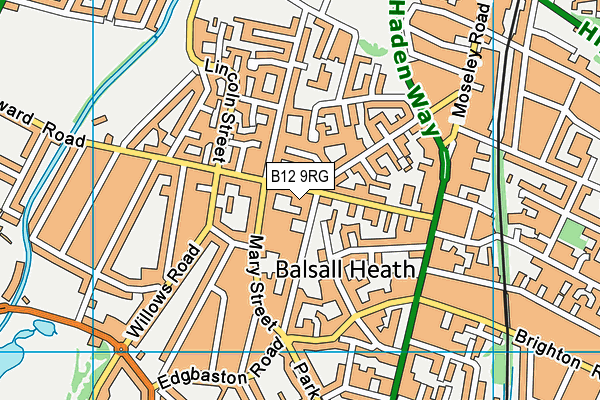 B12 9RG map - OS VectorMap District (Ordnance Survey)