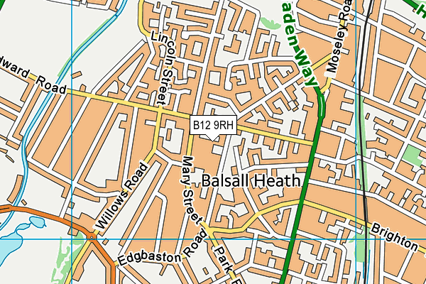 B12 9RH map - OS VectorMap District (Ordnance Survey)