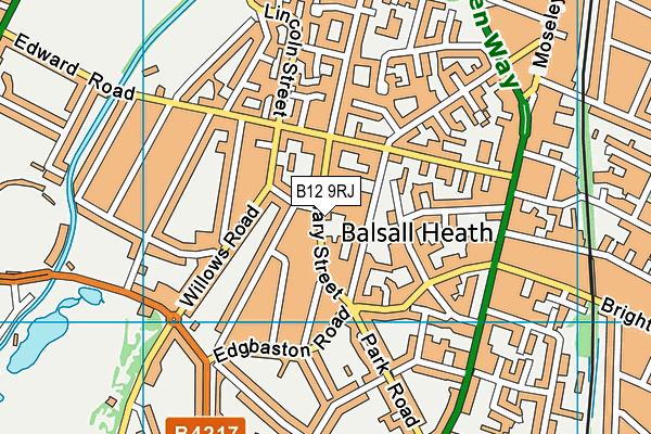 B12 9RJ map - OS VectorMap District (Ordnance Survey)