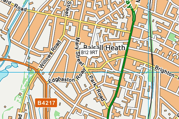 B12 9RT map - OS VectorMap District (Ordnance Survey)