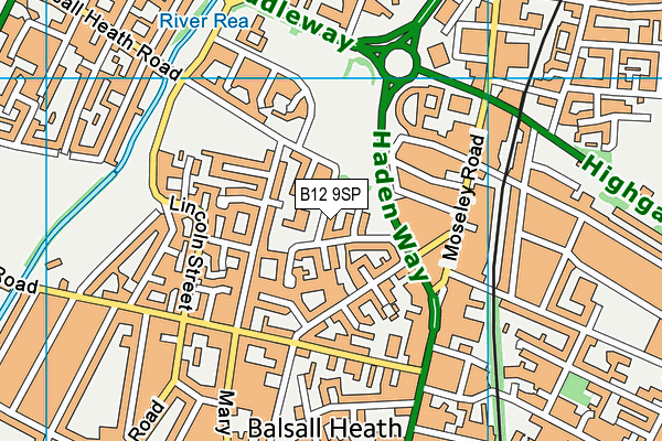 B12 9SP map - OS VectorMap District (Ordnance Survey)