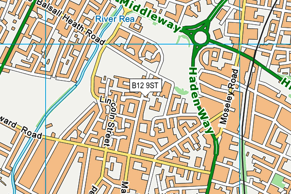 B12 9ST map - OS VectorMap District (Ordnance Survey)