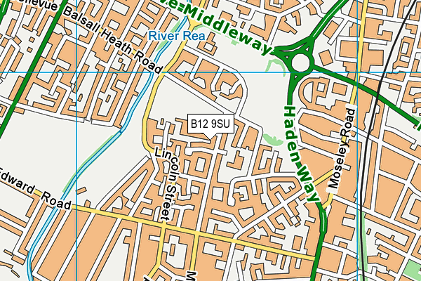 B12 9SU map - OS VectorMap District (Ordnance Survey)