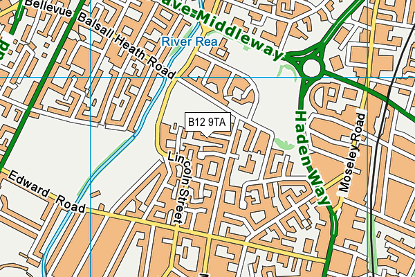 B12 9TA map - OS VectorMap District (Ordnance Survey)