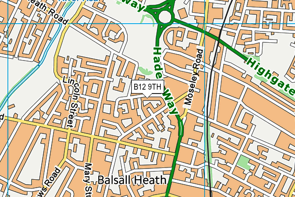 B12 9TH map - OS VectorMap District (Ordnance Survey)