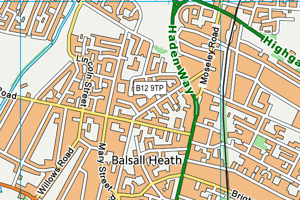 B12 9TP map - OS VectorMap District (Ordnance Survey)