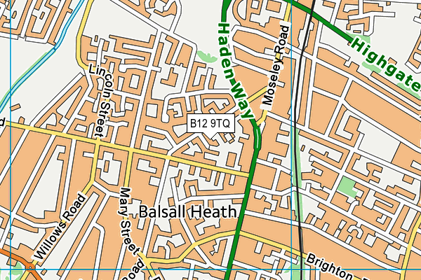 B12 9TQ map - OS VectorMap District (Ordnance Survey)