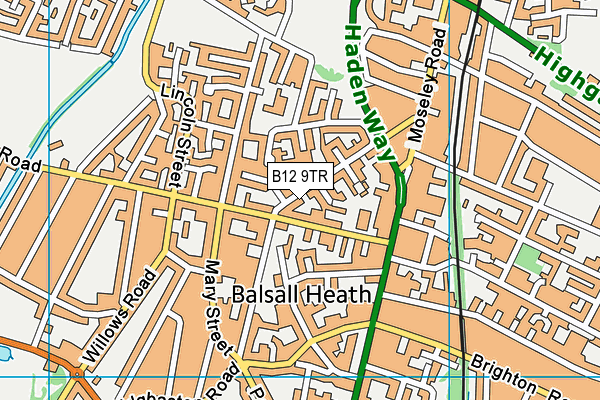 B12 9TR map - OS VectorMap District (Ordnance Survey)