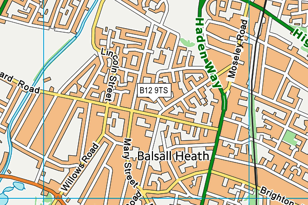 B12 9TS map - OS VectorMap District (Ordnance Survey)