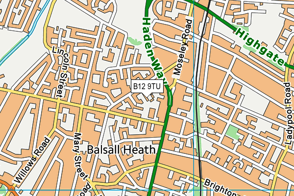 B12 9TU map - OS VectorMap District (Ordnance Survey)