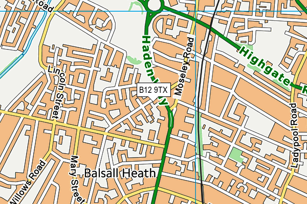 B12 9TX map - OS VectorMap District (Ordnance Survey)