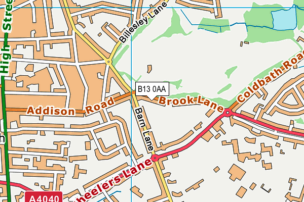 B13 0AA map - OS VectorMap District (Ordnance Survey)