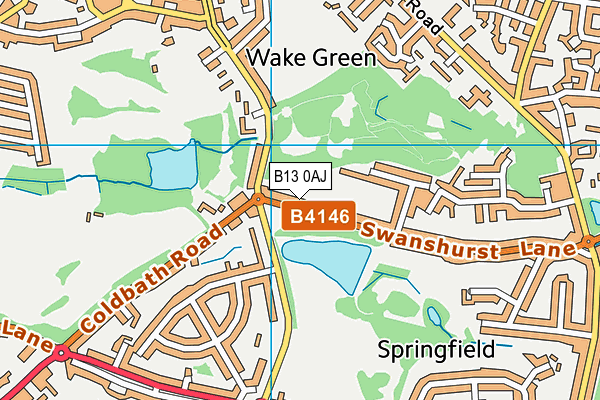 B13 0AJ map - OS VectorMap District (Ordnance Survey)